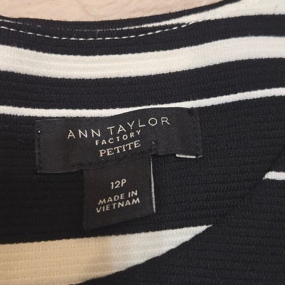 Ann Taylor Factory Petite Black & White Striped Sleeveless Dress, Size 12P - Picture 2 of 8